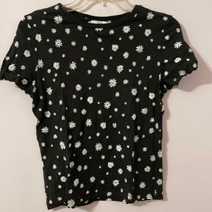 Mango Floral Black Top- Like New!